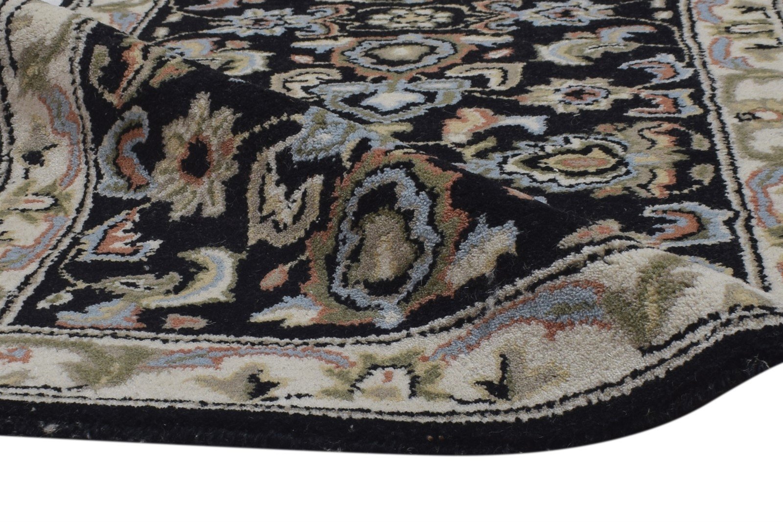 Marika Black Wool Rug 2'6 X 8' Persian Hand Tufted Kashan Oriental Runner 7864851169429