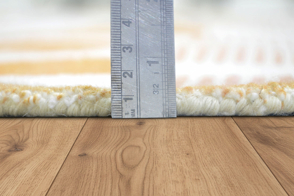 Matilda Neutral Scalloped Orange Handmade Plaid Rug – Modern Checkered Area Rug 9126506496149