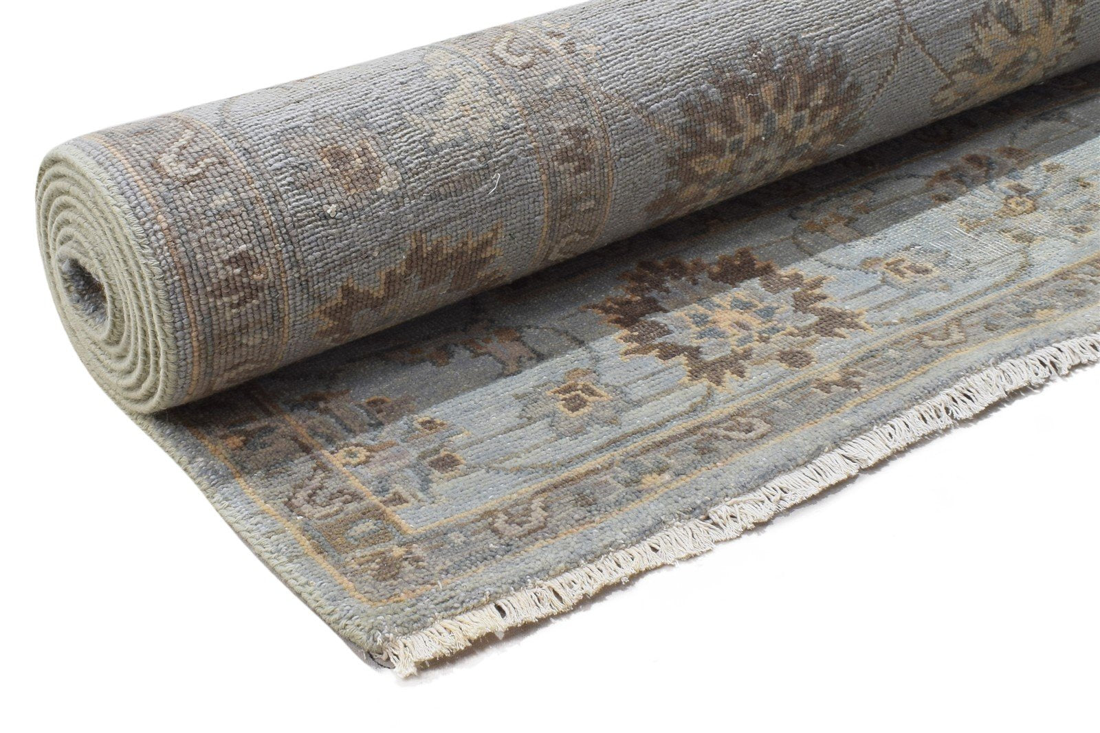 Merla Hand Knotted Blue Wool Rug Persian Oushak Oriental Large Carpet 7864107466901