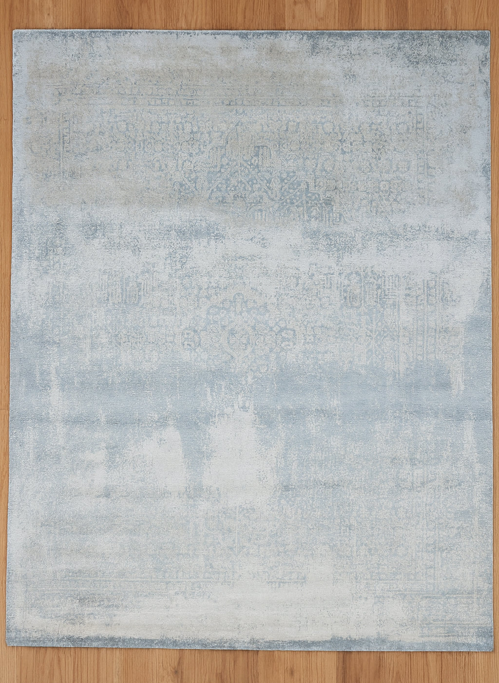 Merrin Handmade Abstract Loom Knotted Silk Like Wool Visose Blue Rug 8921093308565