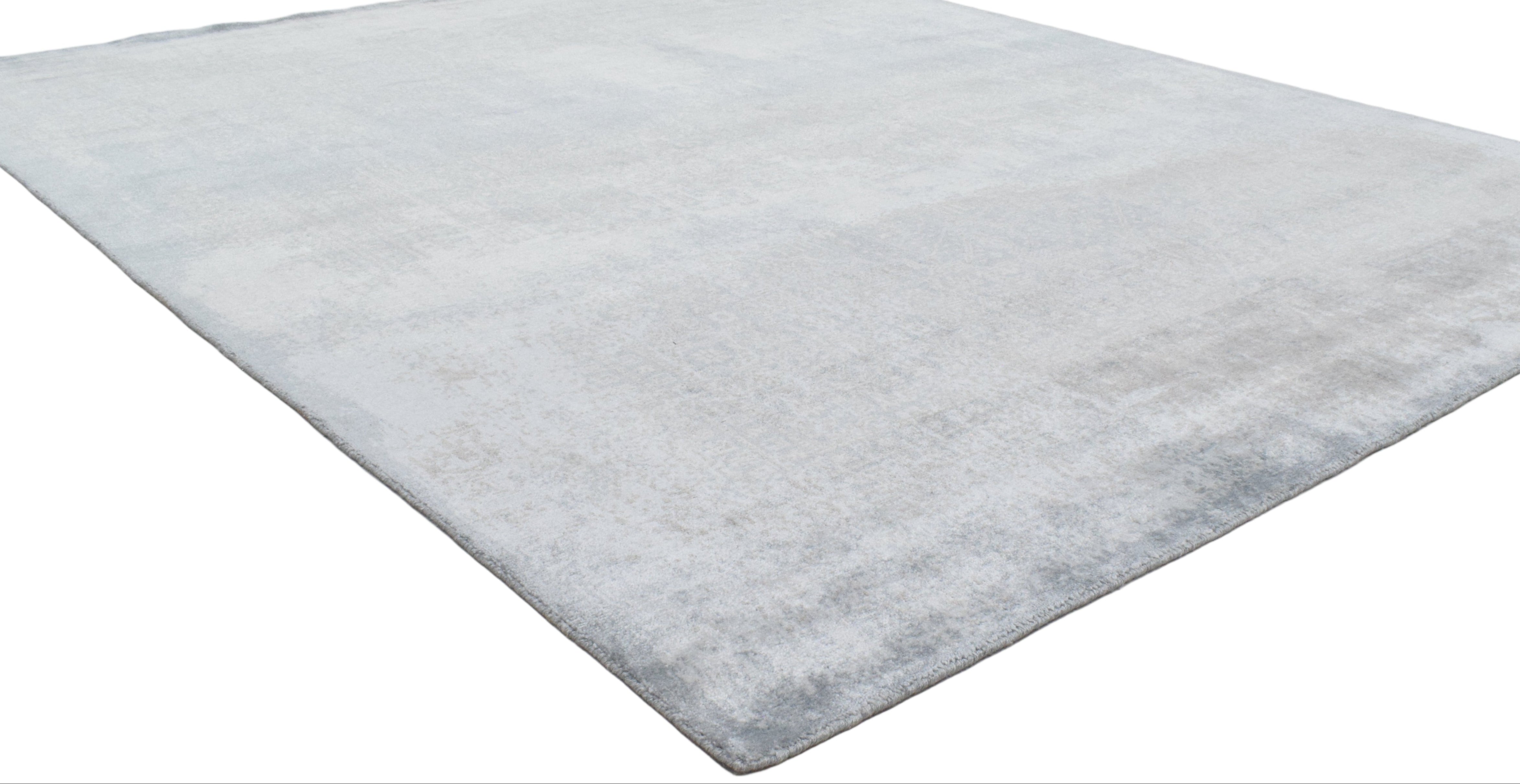 Merrin Handmade Abstract Loom Knotted Silk Like Wool Visose Blue Rug 8921093308565