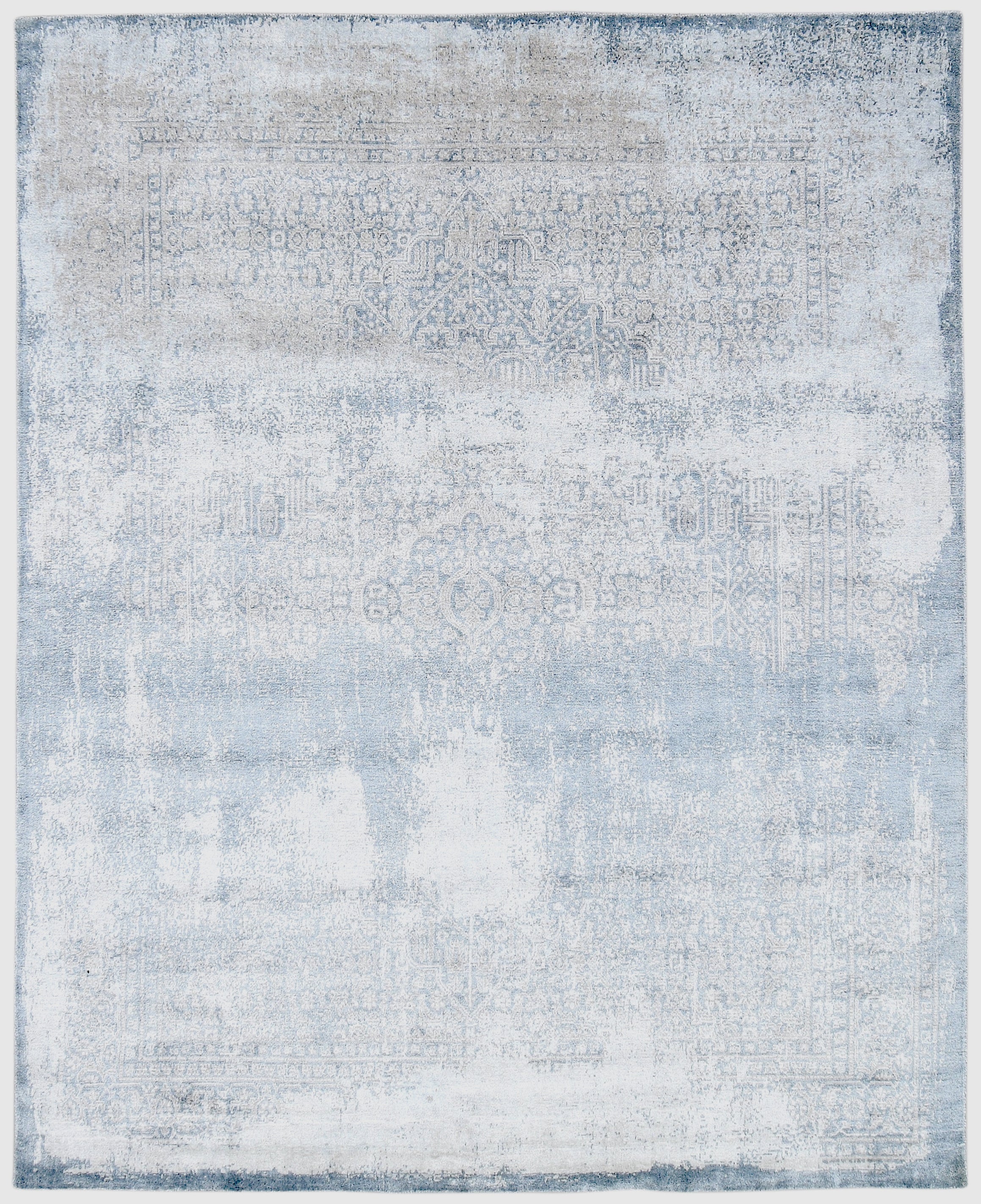 Merrin Handmade Abstract Loom Knotted Silk Like Wool Visose Blue Rug 8921093308565