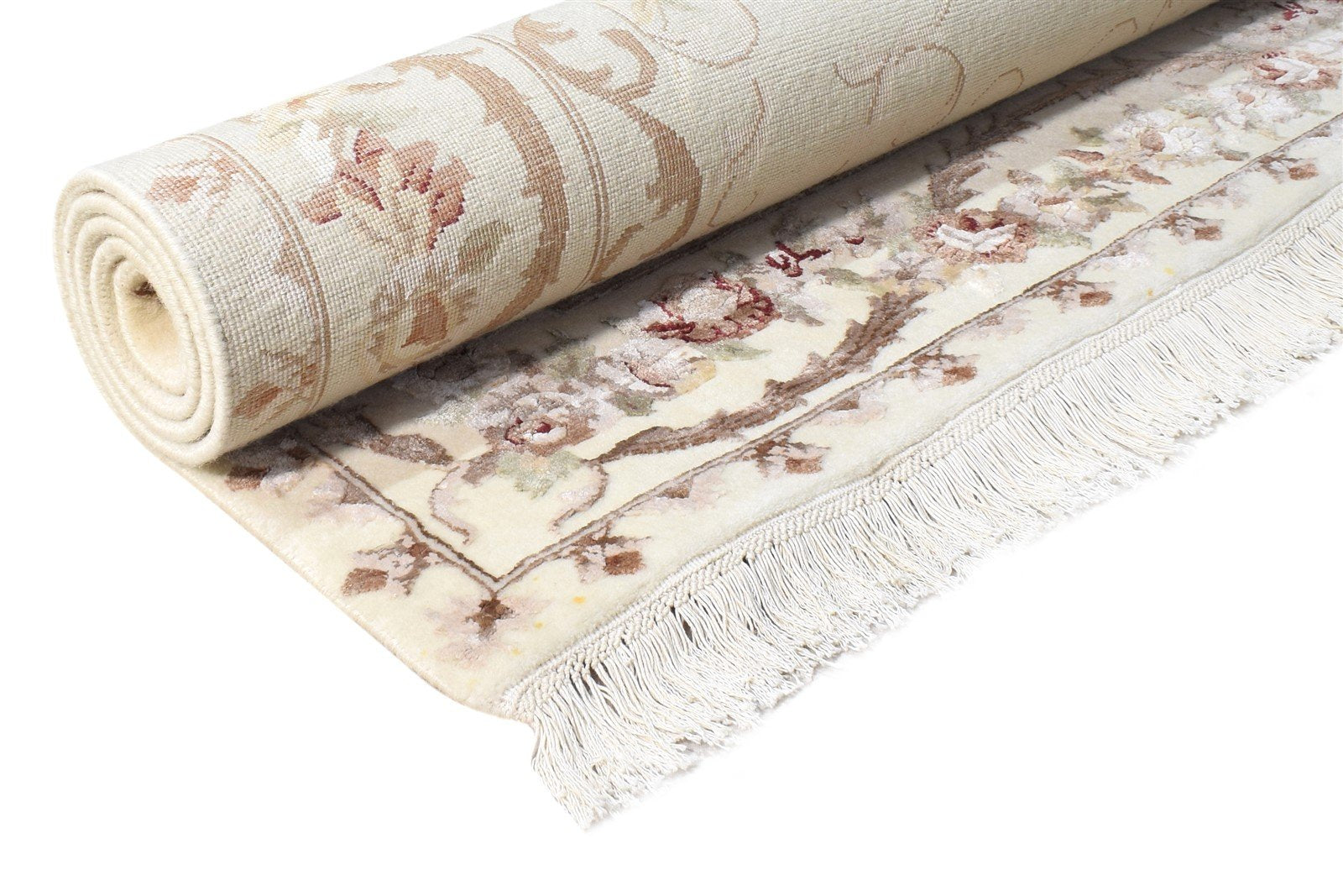 Micki Hand Knotted Cream Wool / Silk Rug 4X6 Persian Abbuson Oriental   7865126944917