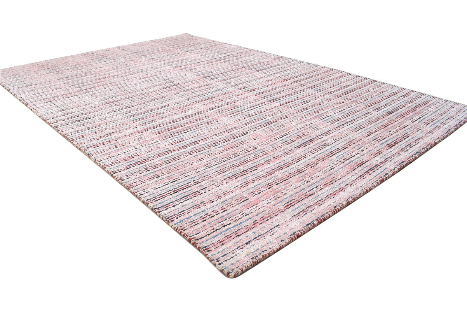 Mignon 5' X 7' Rug Silk Pink Modern Handloom Scandinavian Striped   7864152817813