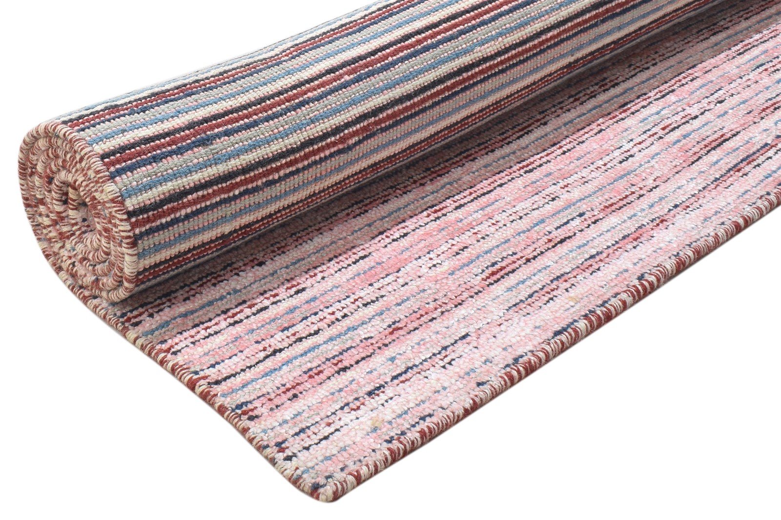 Mignon 5' X 7' Rug Silk Pink Modern Handloom Scandinavian Striped   7864152817813