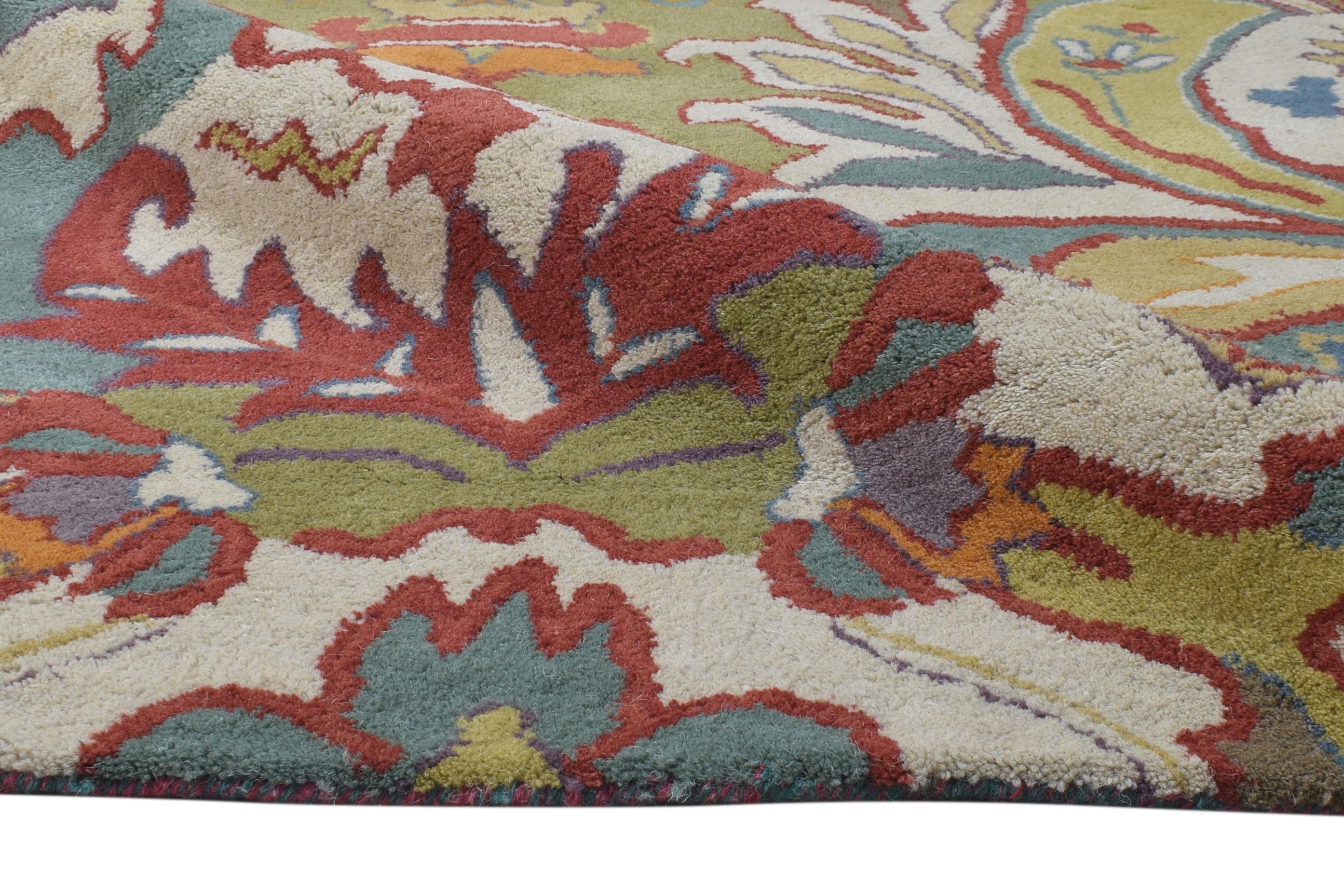Modern Boho Rug for Bedroom Eclectic Wool Multi Colorful Rug Hand Tufted Floral Carpet 8613890621589