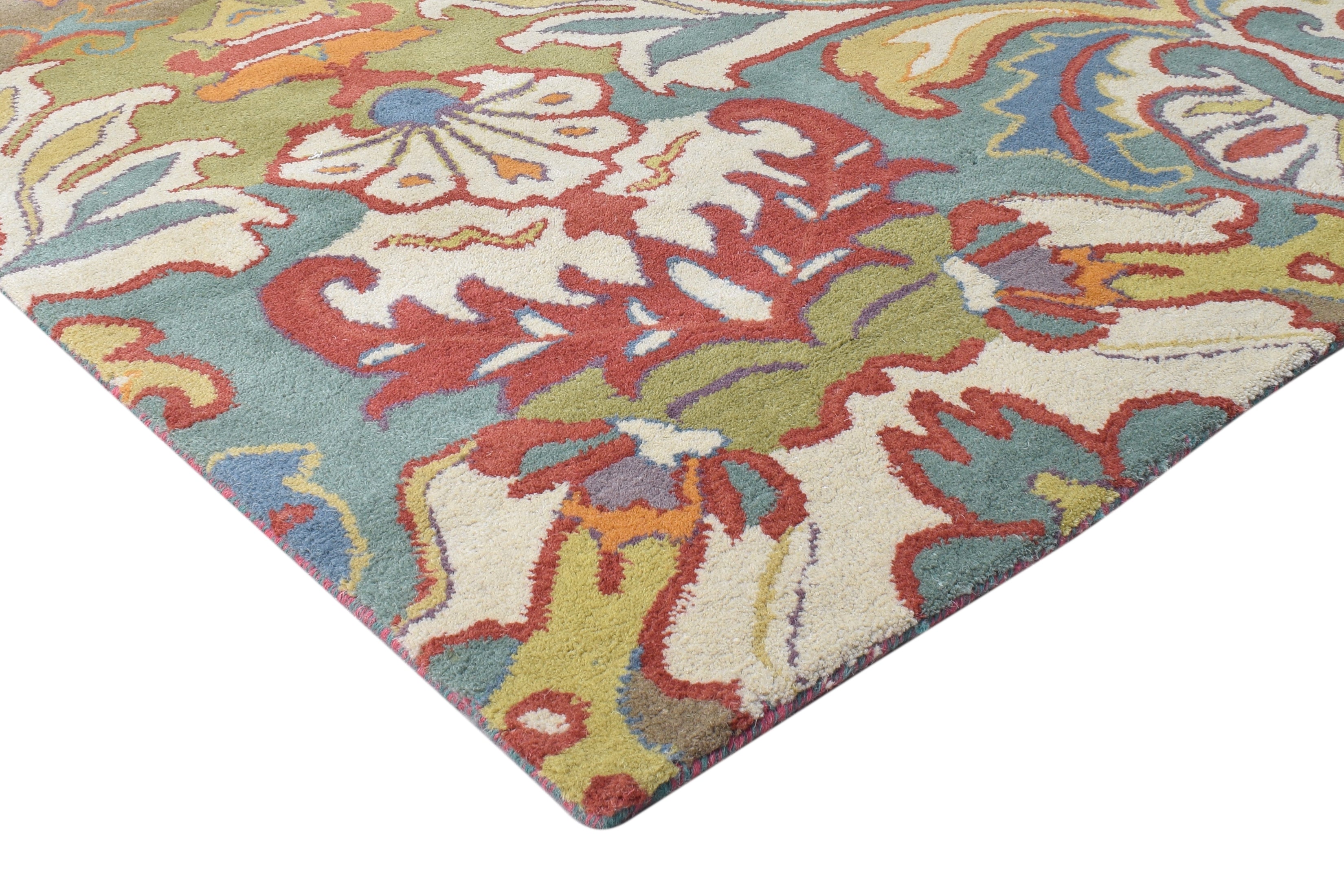 Modern Boho Rug for Bedroom Eclectic Wool Multi Colorful Rug Hand Tufted Floral Carpet 8613890621589