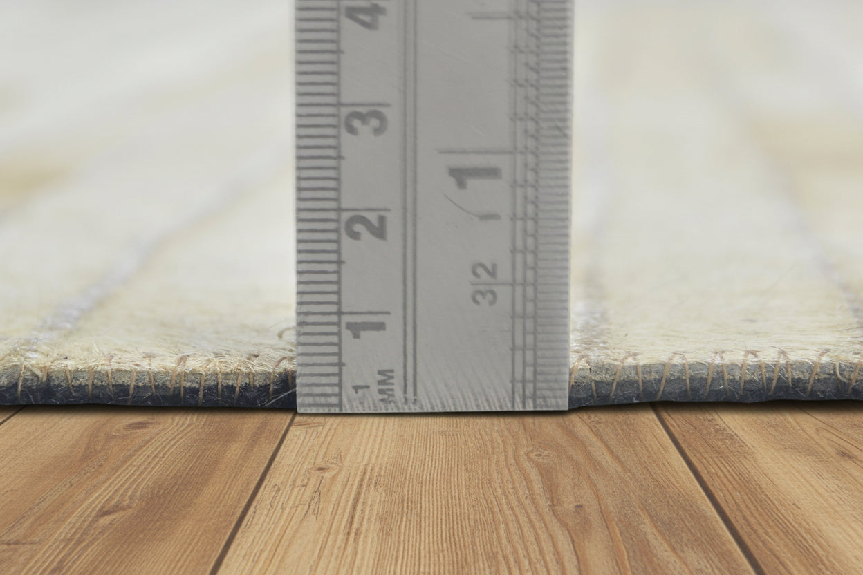 Modern Brown & Ivory Cowhide Leather Rug – Handmade Striped Patchwork Area Rug 9061012963477