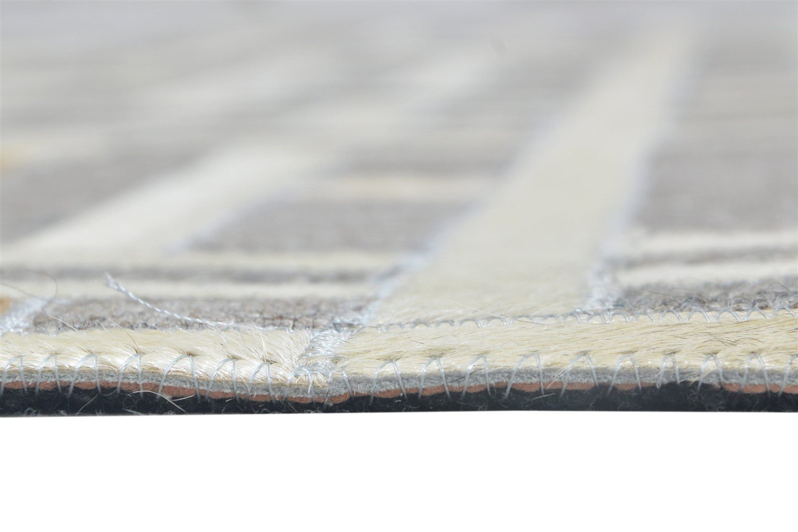 Modern Gray / Ivory Leather Rug, Cowhide Rug Large, Patchwork Rug, Area Rug Carpet 8620216090773