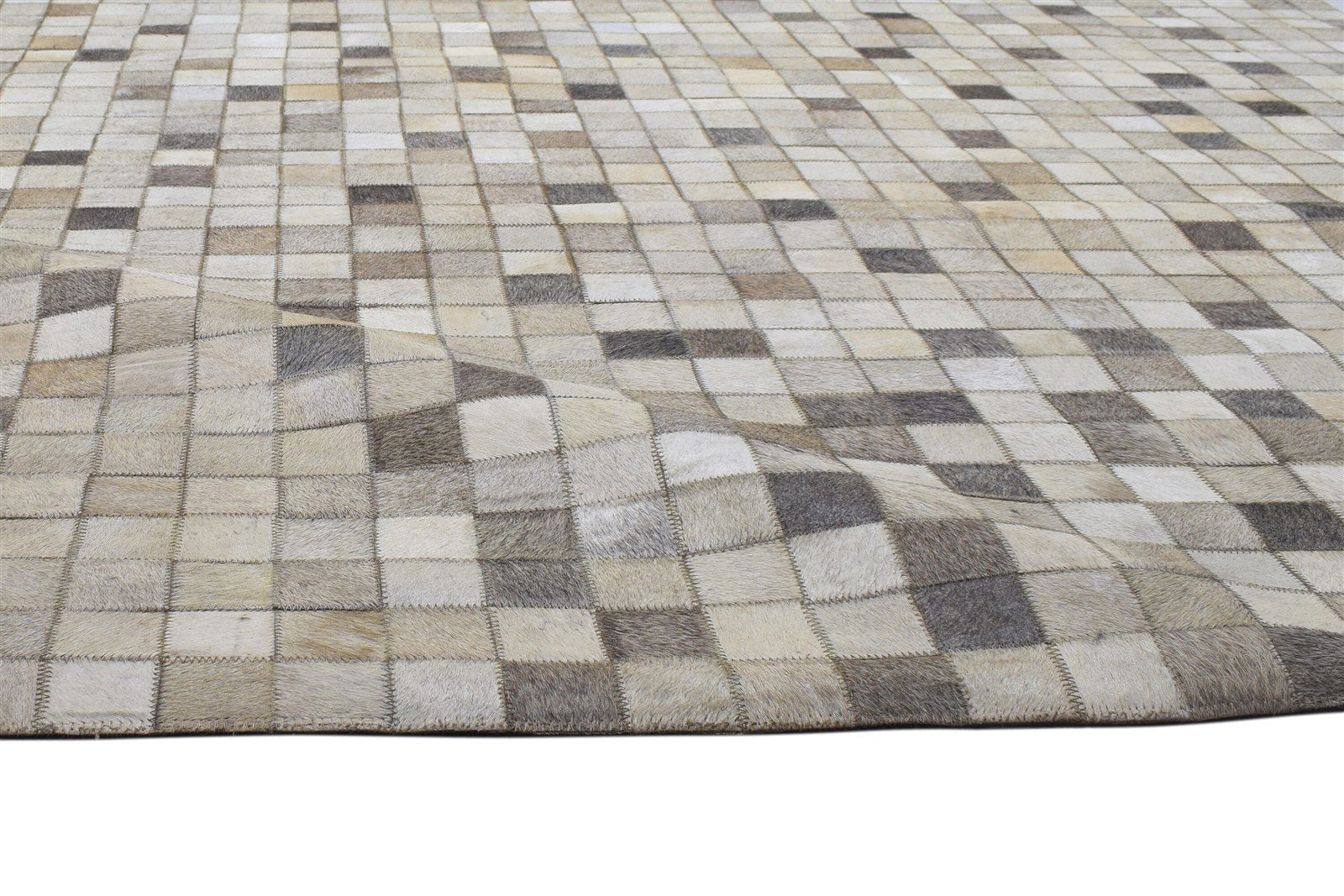 Modern Ivory / Gray Leather blocks Rug, Patchwork Rug, Cowhide Rug Large, Area Rug Carpet 8620216385685