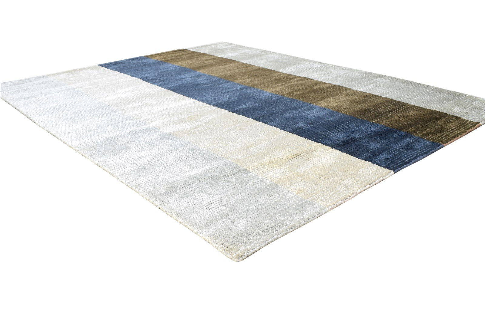 Multi Color Silk Rug 5' X 6' Modern Handloom Bohemian Striped Room Size Carpet 7864443207829