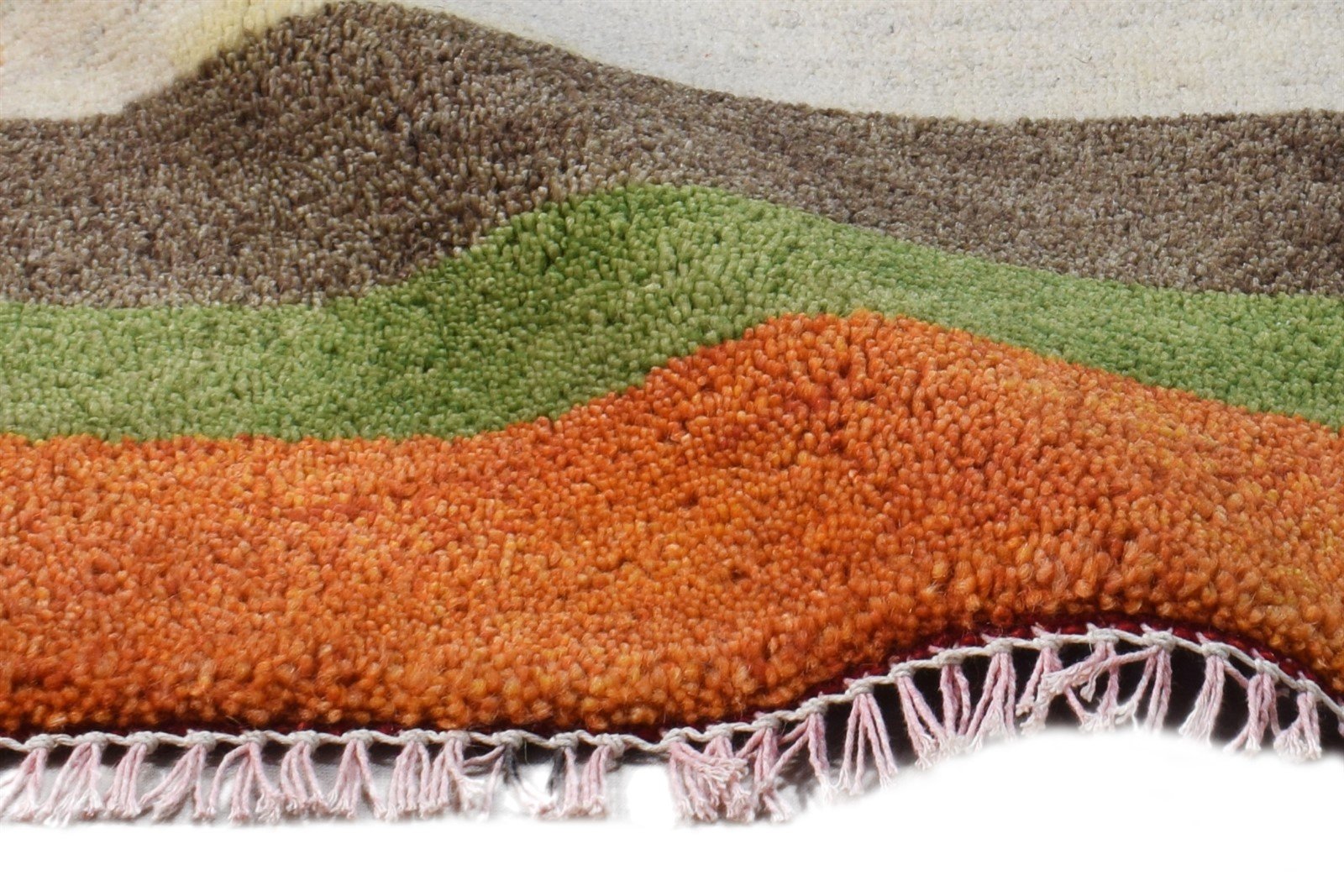Multi Color Wool Rug 1' X 2' Modern Hand Knotted American Striped Small Carpet 7865185206421