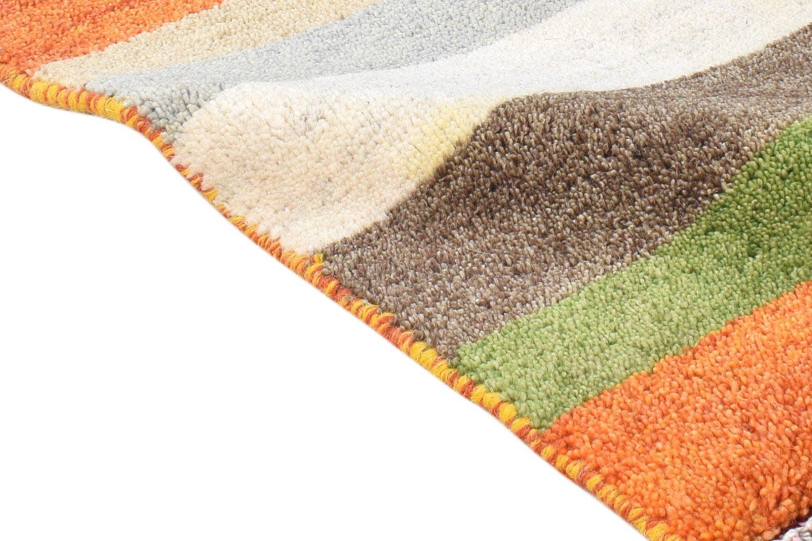 Multi Color Wool Rug 1' X 2' Modern Hand Knotted American Striped Small Carpet 7865185206421