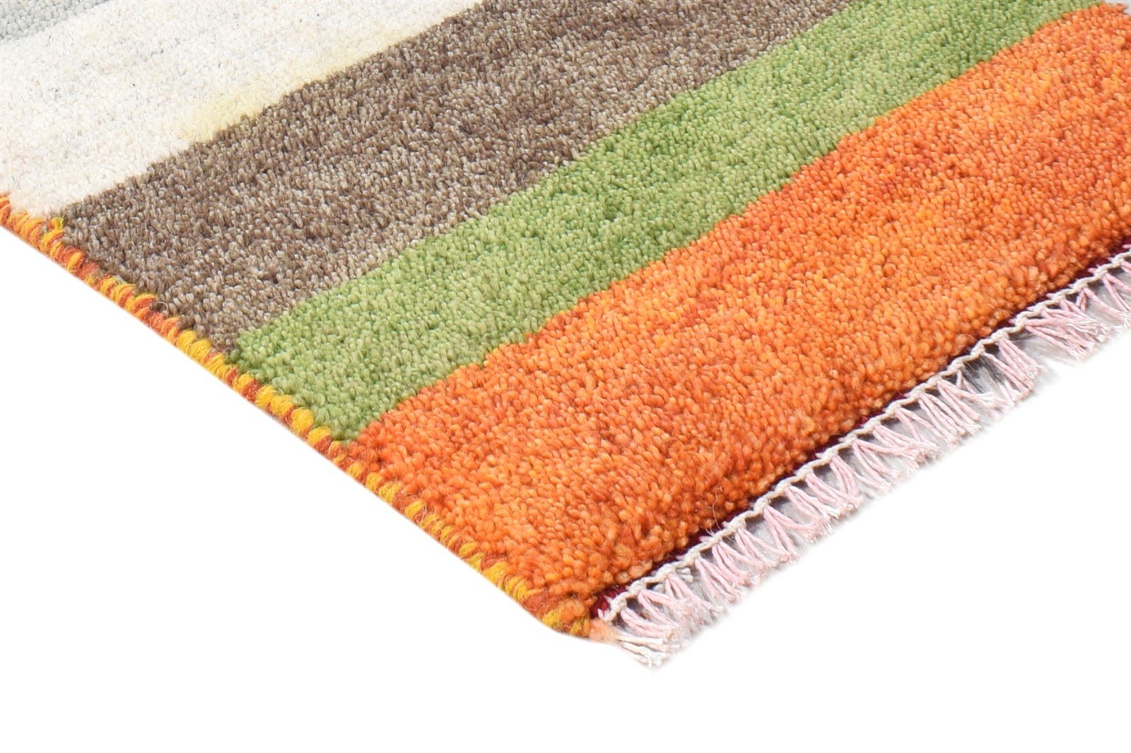 Multi Color Wool Rug 1' X 2' Modern Hand Knotted American Striped Small Carpet 7865185206421
