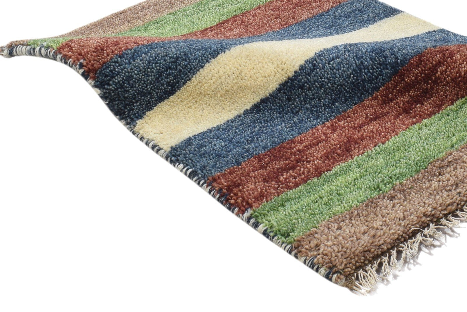 Multi Color Wool Rug 1X2 Persian Hand Knotted Gabbeh Southwestern Small Carpet 7864204296341