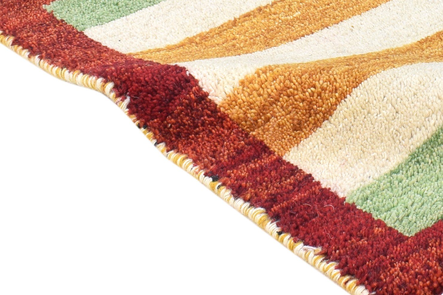 Multi Color Wool Rug 1X2 Southwestern Hand Knotted Gabbeh Striped Small Carpet 7865061343381