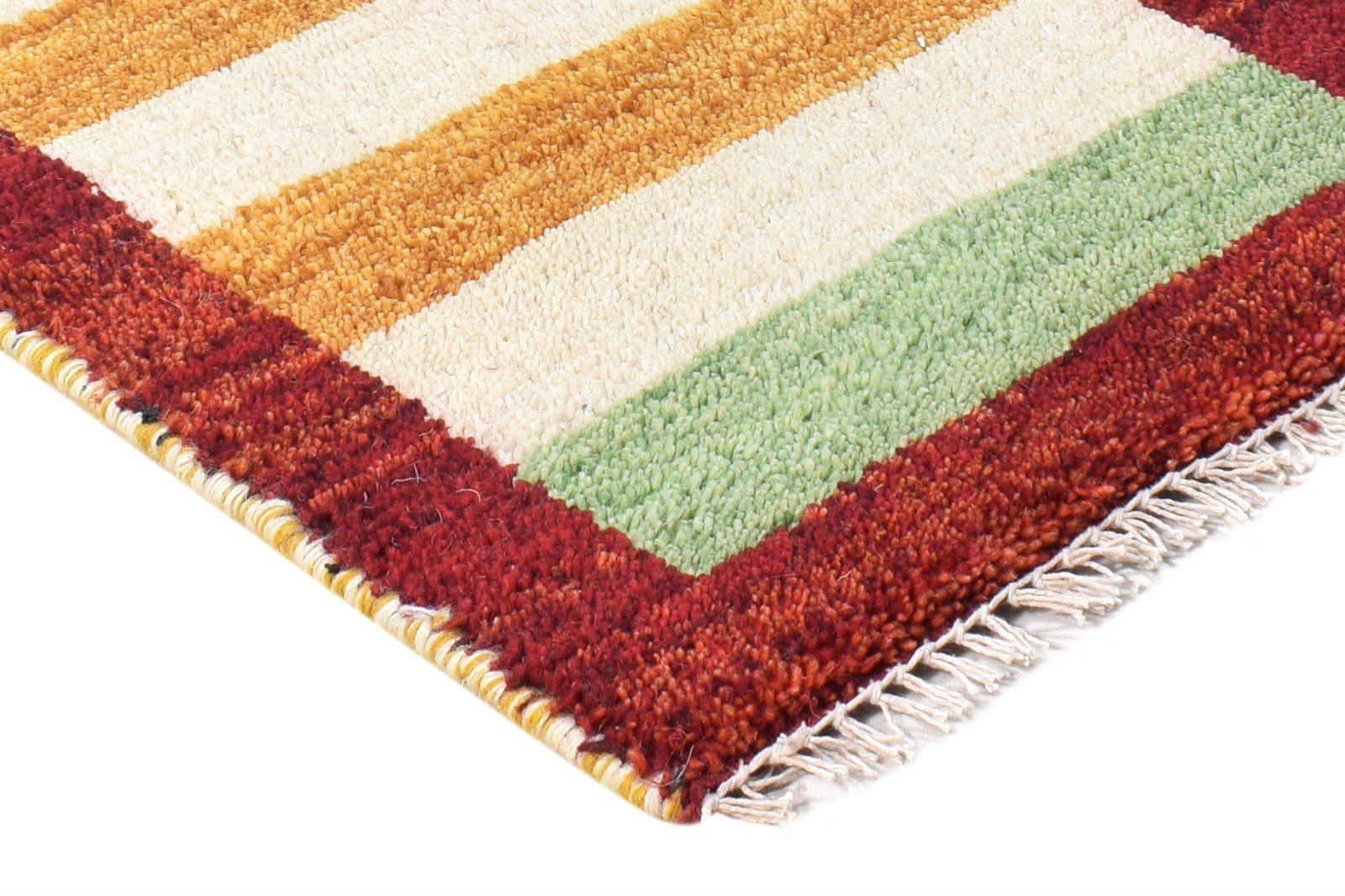 Multi Color Wool Rug 1X2 Southwestern Hand Knotted Gabbeh Striped Small Carpet 7865061343381