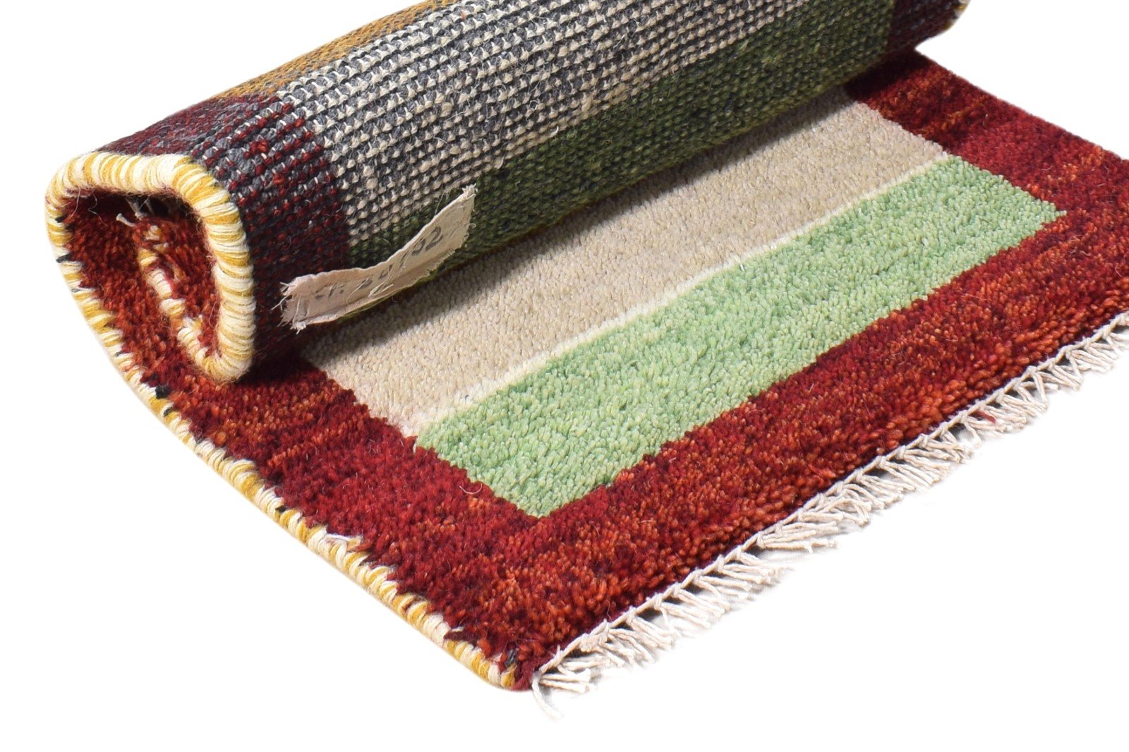 Multi Color Wool Rug 1X2 Southwestern Hand Knotted Gabbeh Striped Small Carpet 7865061343381