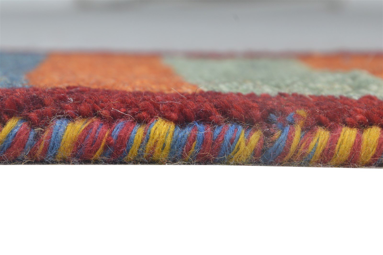 Multi Color Wool Rug 1X2 Southwestern Hand Knotted Gabbeh Striped Small Carpet 7865100075157