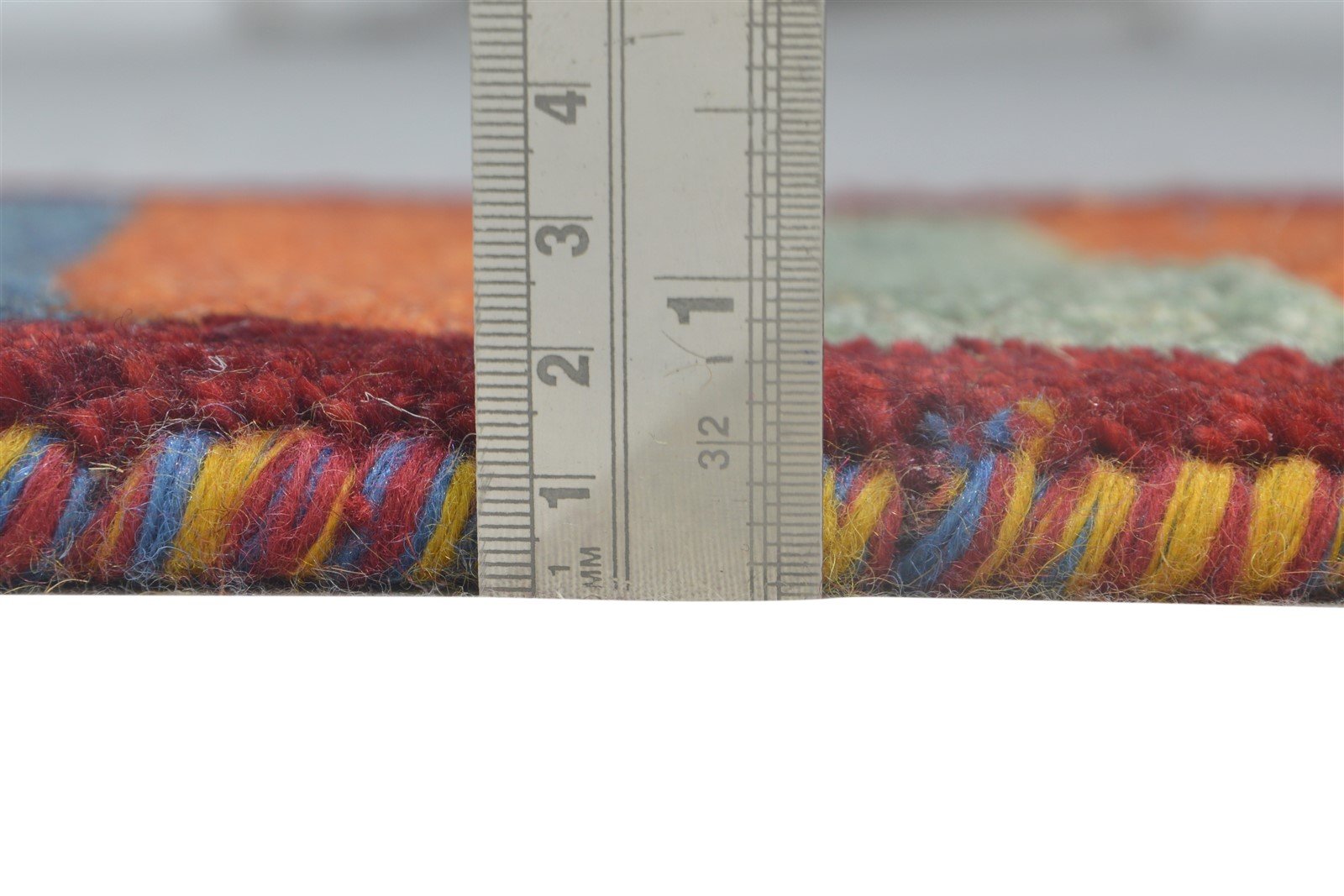 Multi Color Wool Rug 1X2 Southwestern Hand Knotted Gabbeh Striped Small Carpet 7865100075157