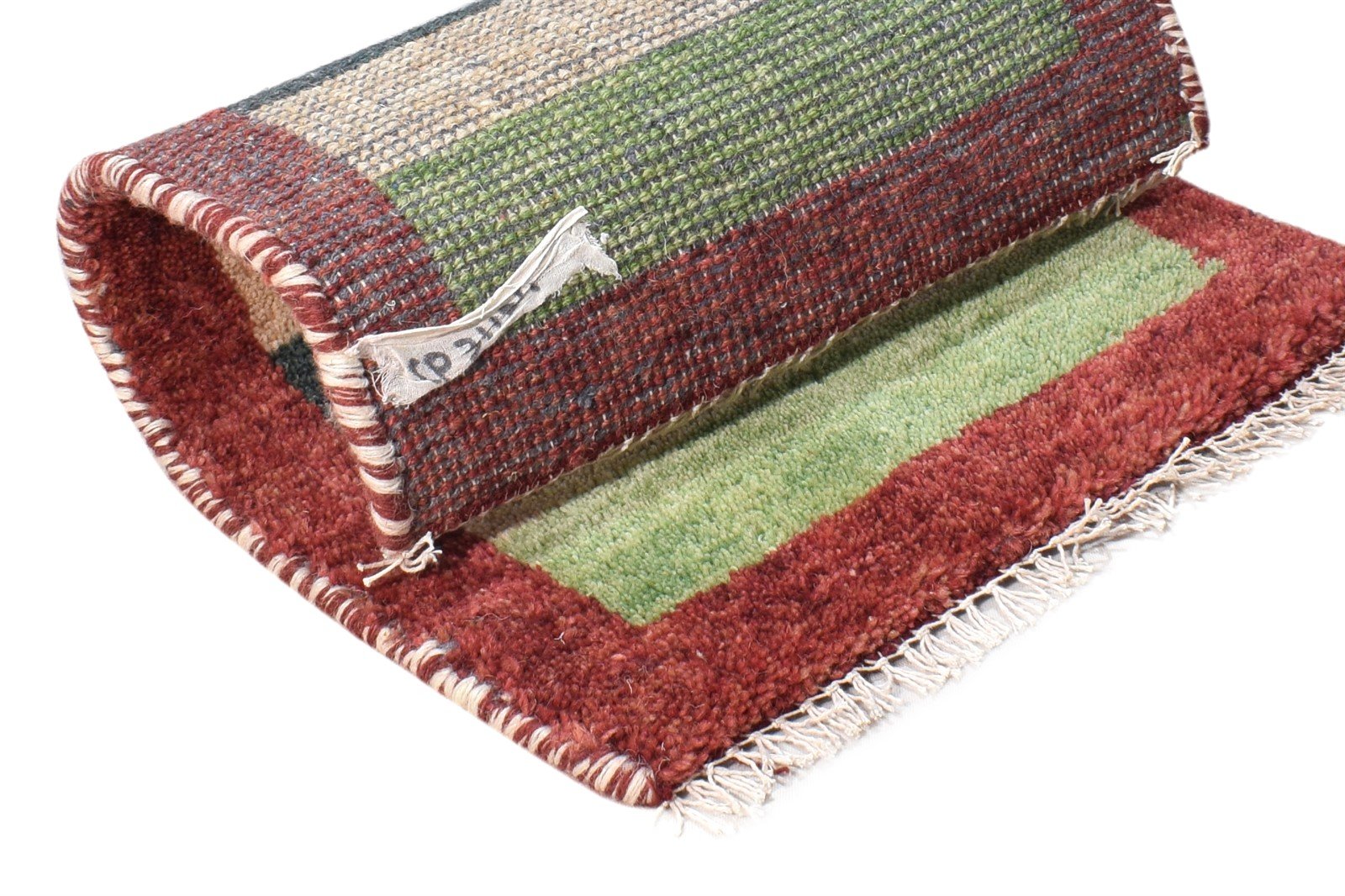 Gerianna Multi Color Wool Rug 1X2 Southwestern Hand Knotted Gabbeh Striped 7865089720469