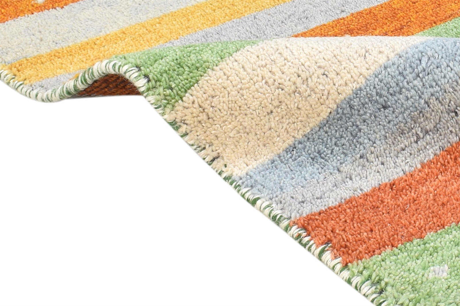 Multi Color Wool Rug 2X3 Southwestern Hand Knotted Gabbeh Striped Small Carpet 7865063407765