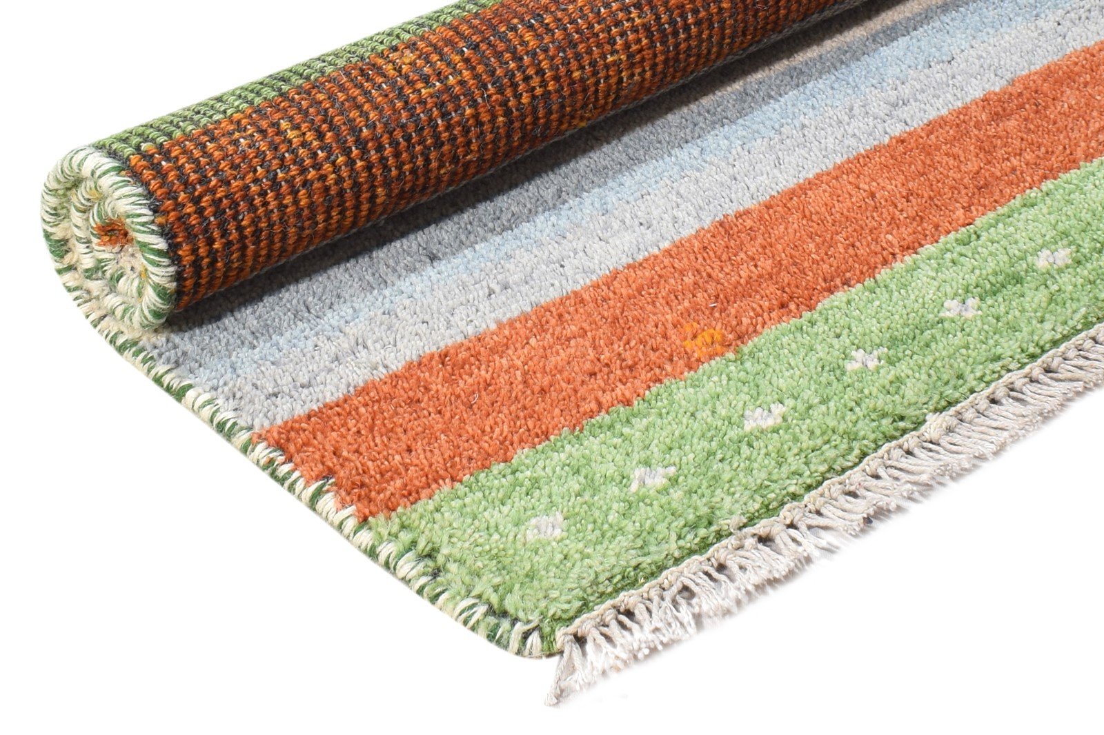 Multi Color Wool Rug 2X3 Southwestern Hand Knotted Gabbeh Striped Small Carpet 7865063407765