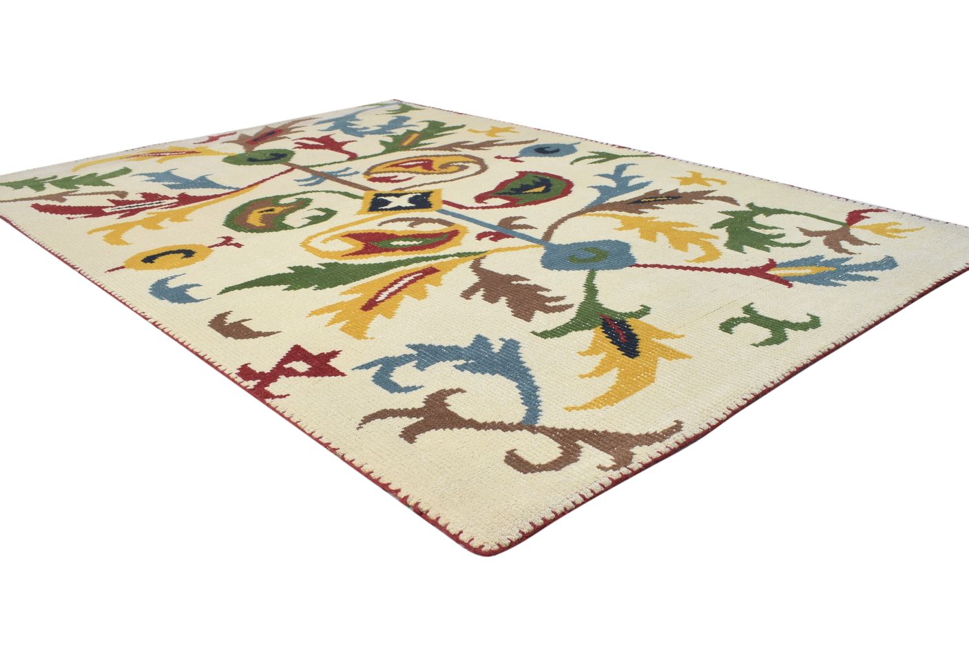 Anet Multi Color Wool Rug 5' X 6' Modern Hand Knotted French Floral 7864874139797