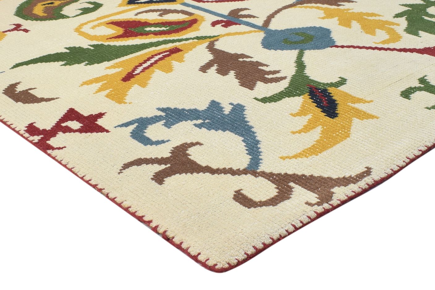 Anet Multi Color Wool Rug 5' X 6' Modern Hand Knotted French Floral 7864874139797