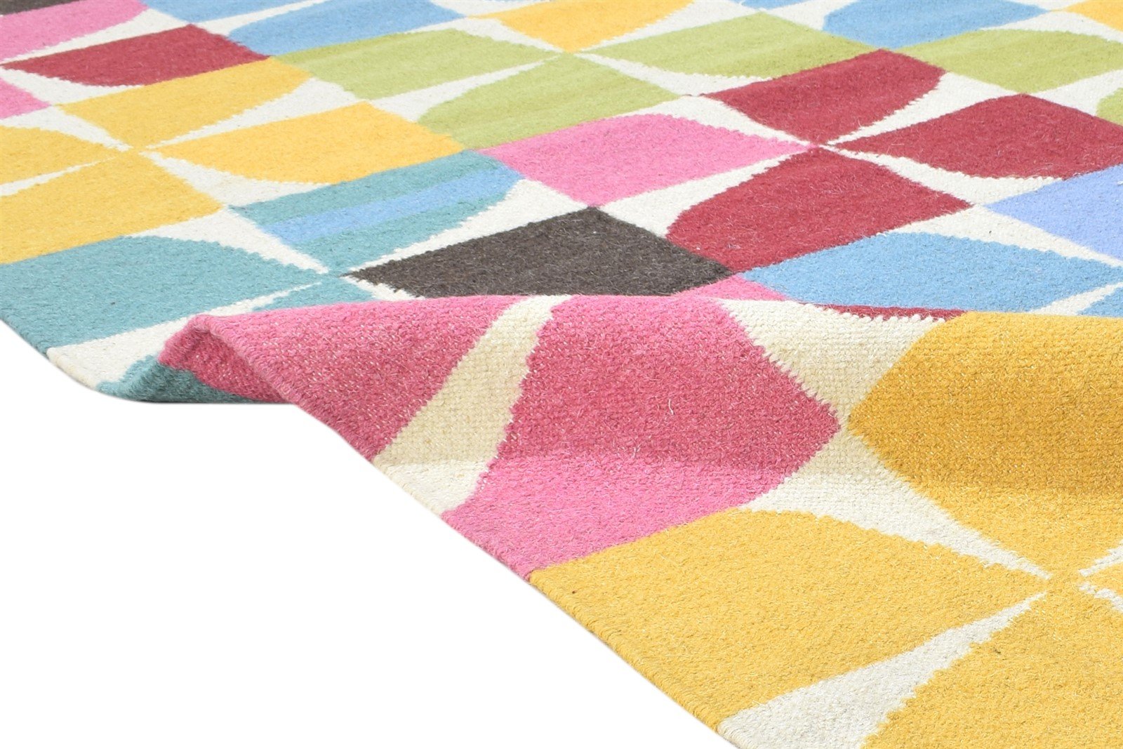 Sande Multi Color Wool Rug 5' X 8' Modern Dhurrie Bohemian Floral 7865049219221