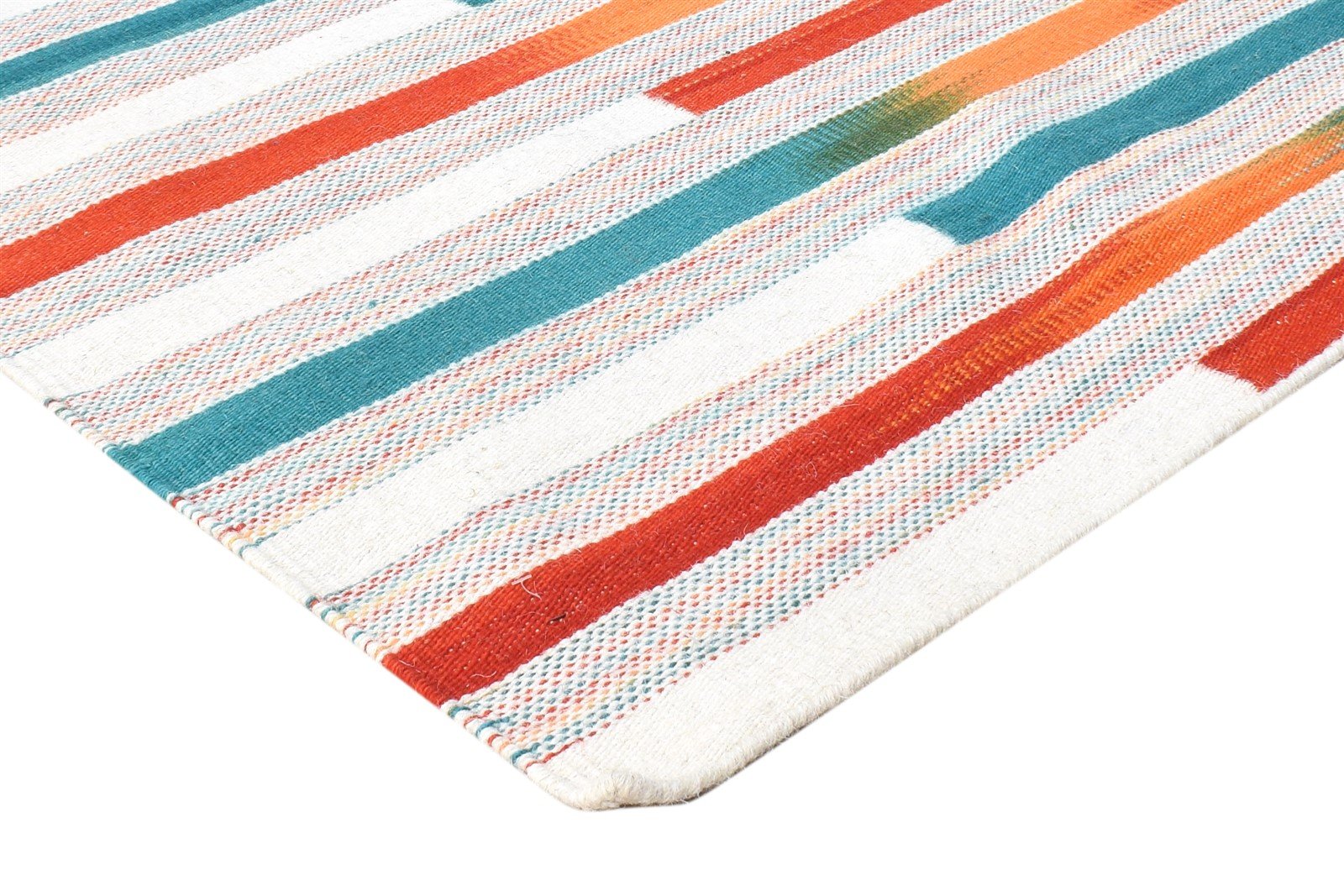 Laural Multi Color Wool Rug 5' X 8' Modern Dhurrie Bohemian Striped 7865004720277