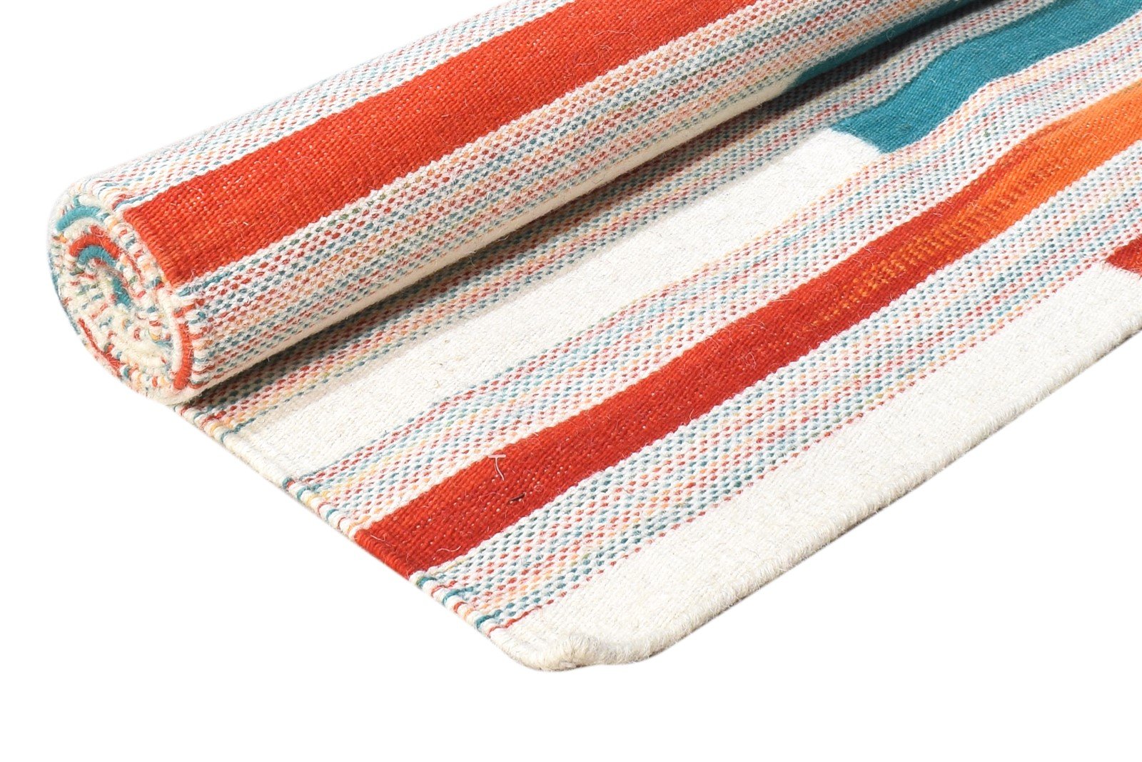 Laural Multi Color Wool Rug 5' X 8' Modern Dhurrie Bohemian Striped 7865004720277