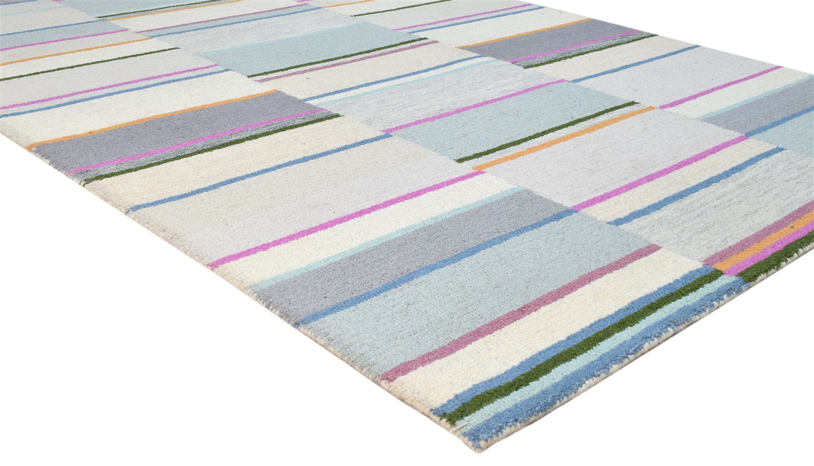 Multi Color Wool Rug 5X8 Modern Hand Tufted Scandinavian Striped Room Size 7860685111445