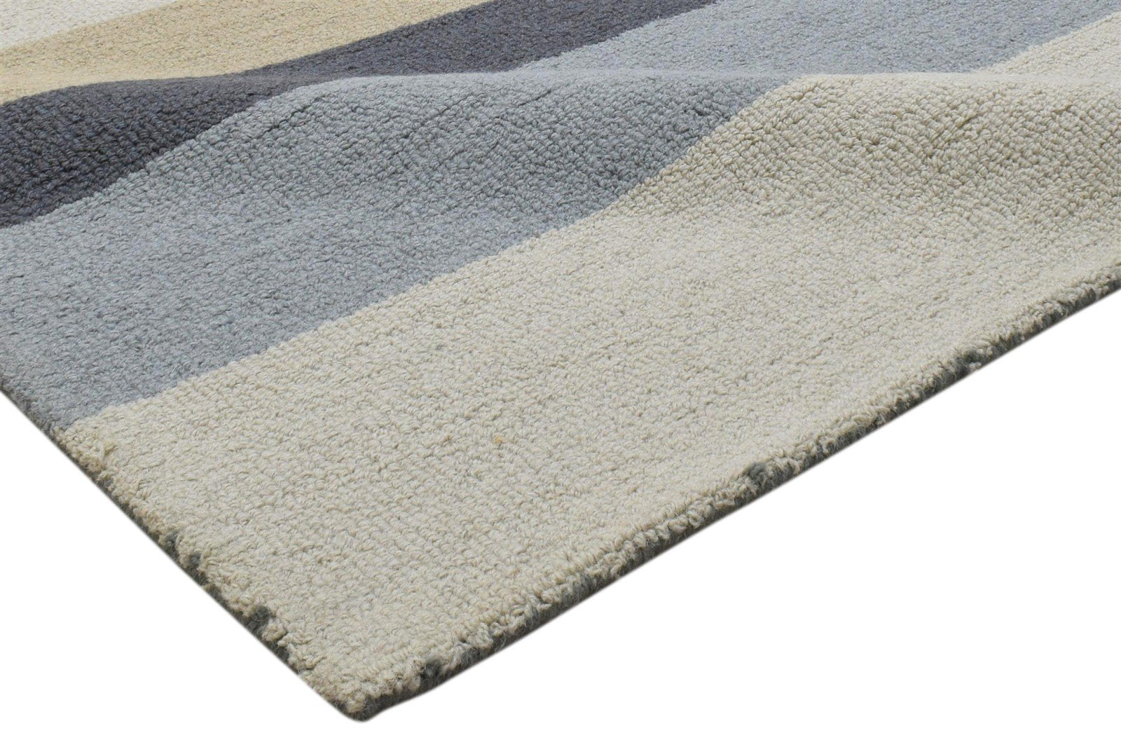 Nert Multi Color Wool Rug 5X8 Modern Hand Tufted Scandinavian Striped 7860707066005