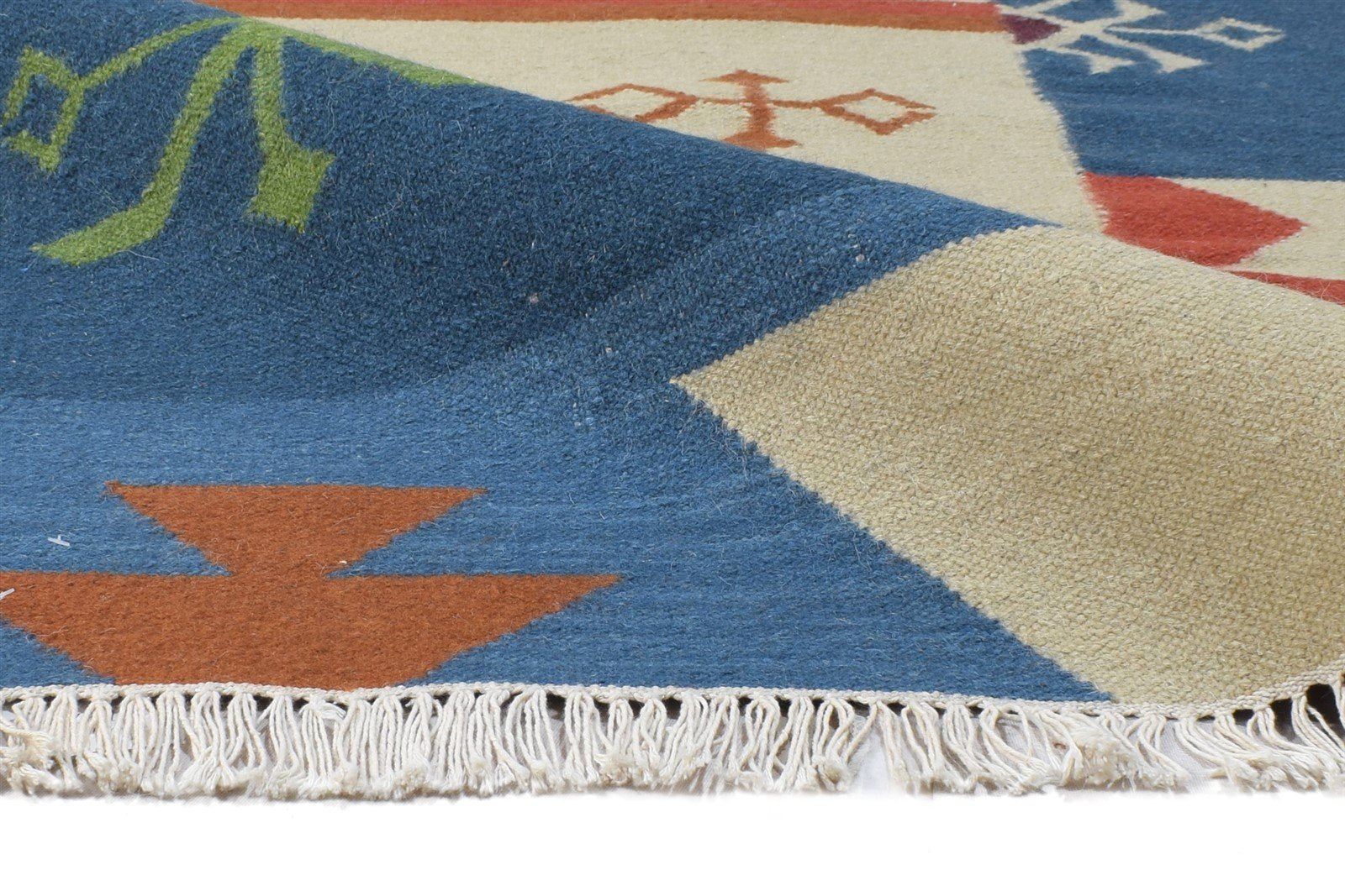 Delphinia Multi Color Wool Rug 6X8 Southwestern Dhurrie American Tribal 7865050267797