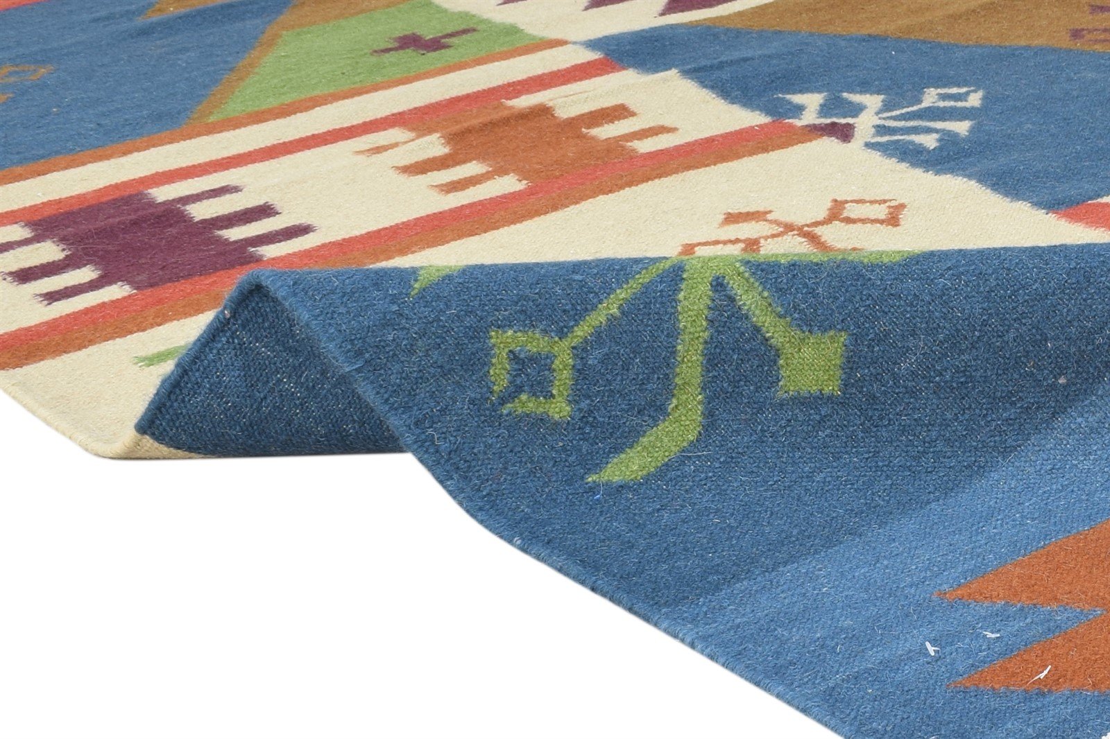Delphinia Multi Color Wool Rug 6X8 Southwestern Dhurrie American Tribal 7865050267797