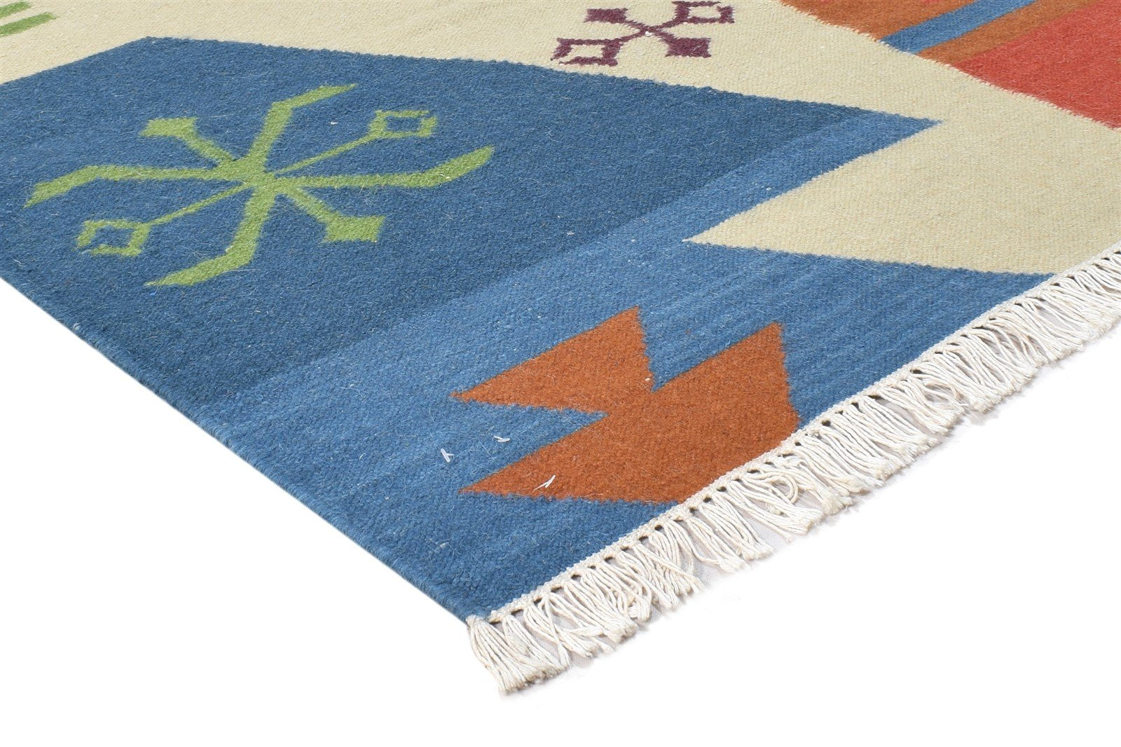 Delphinia Multi Color Wool Rug 6X8 Southwestern Dhurrie American Tribal 7865050267797