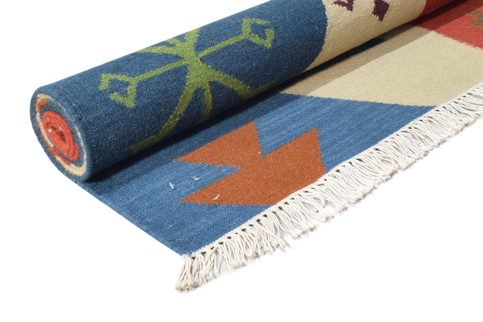 Delphinia Multi Color Wool Rug 6X8 Southwestern Dhurrie American Tribal 7865050267797