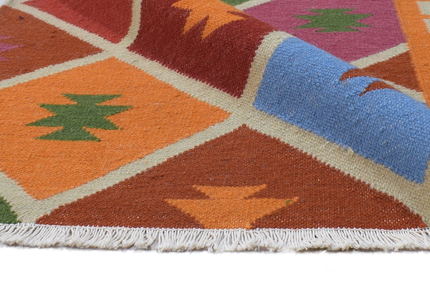 Vikki Multi Color Wool Rug 6X8 Southwestern Dhurrie American Tribal 7865024643221