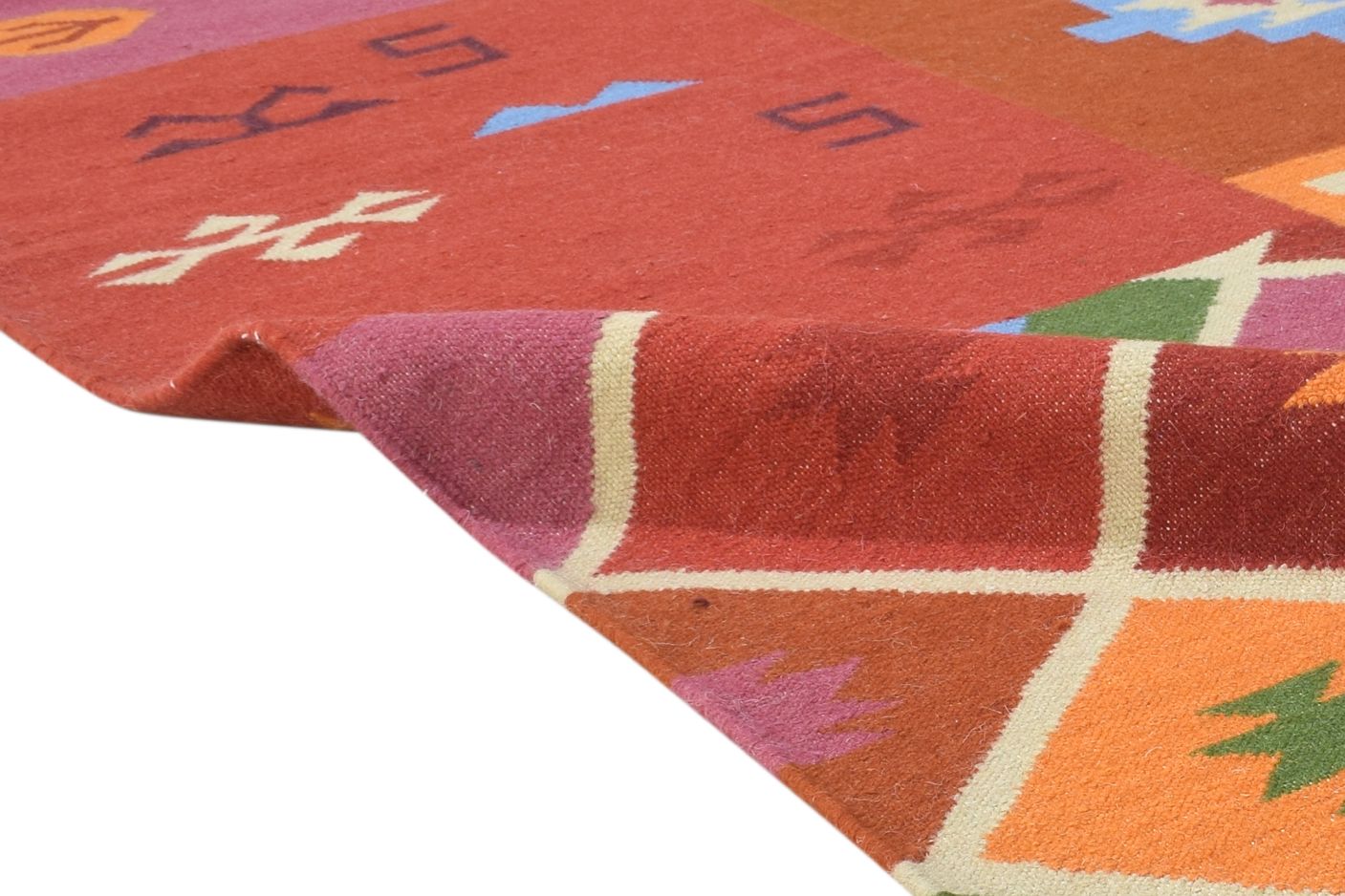 Vikki Multi Color Wool Rug 6X8 Southwestern Dhurrie American Tribal 7865024643221