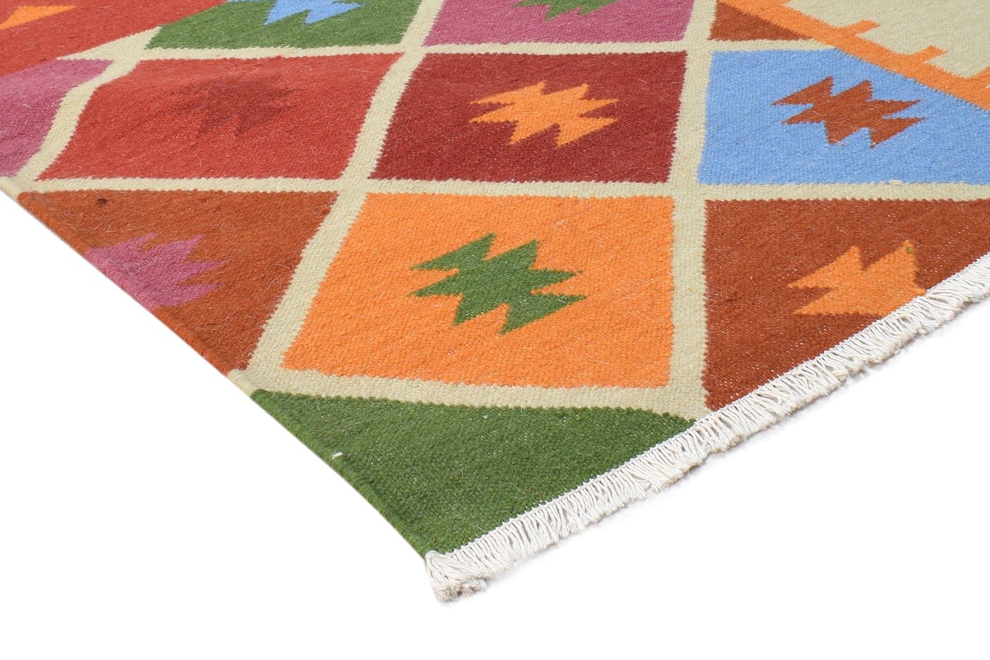 Vikki Multi Color Wool Rug 6X8 Southwestern Dhurrie American Tribal 7865024643221