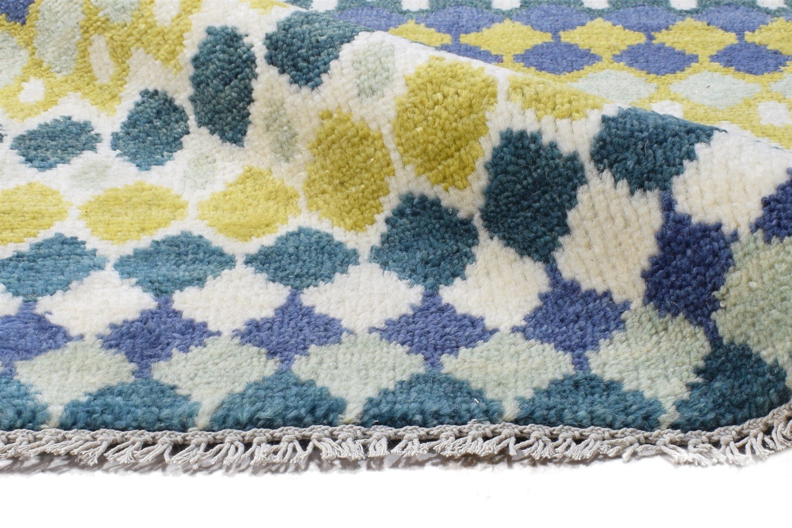 Multi Color Wool Rug 6X9 Modern Hand Knotted Moroccan Trellis Room Size Carpet 7864978440341