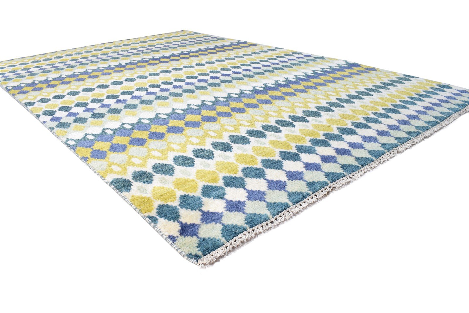 Multi Color Wool Rug 6X9 Modern Hand Knotted Moroccan Trellis Room Size Carpet 7864978440341