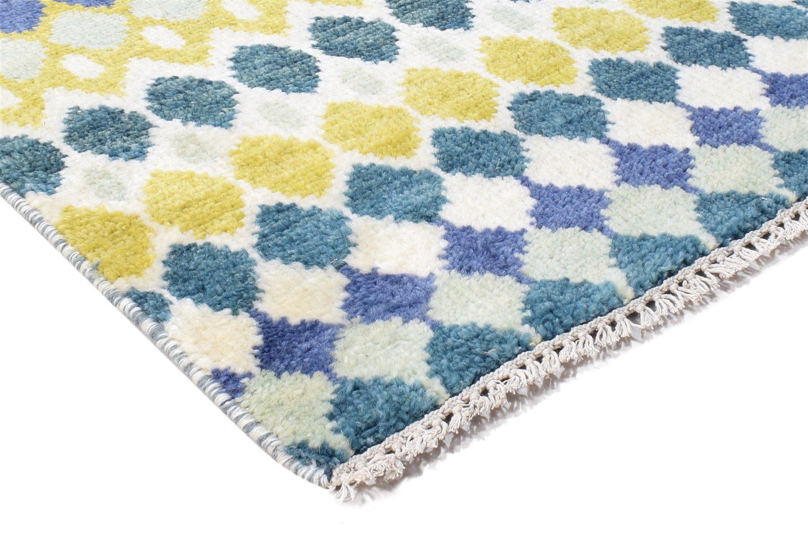 Multi Color Wool Rug 6X9 Modern Hand Knotted Moroccan Trellis Room Size Carpet 7864978440341