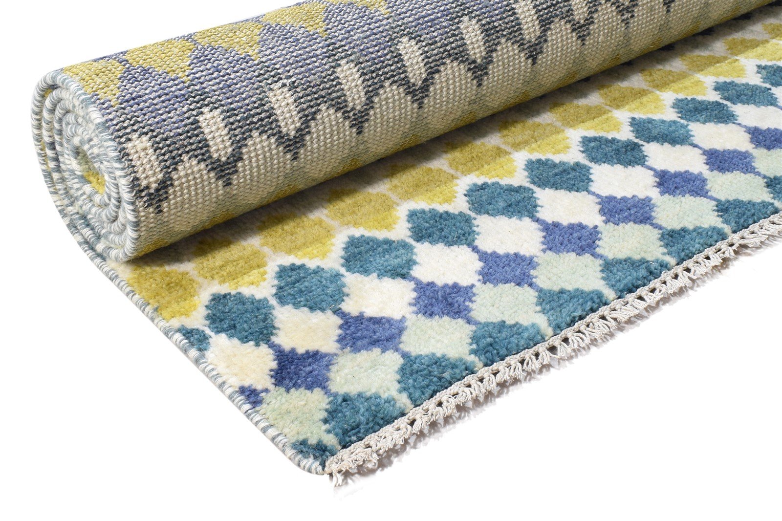 Multi Color Wool Rug 6X9 Modern Hand Knotted Moroccan Trellis Room Size Carpet 7864978440341