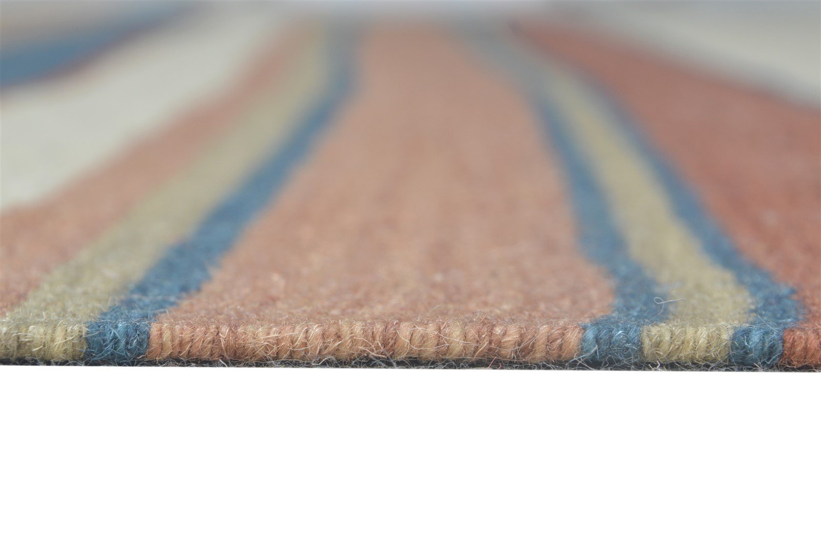 Multi Color Wool Rug 7' X 9' Modern Dhurrie Scandinavian Striped Large Carpet 7865077399701