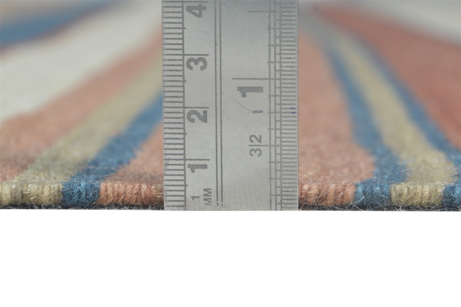 Multi Color Wool Rug 7' X 9' Modern Dhurrie Scandinavian Striped Large Carpet 7865077399701