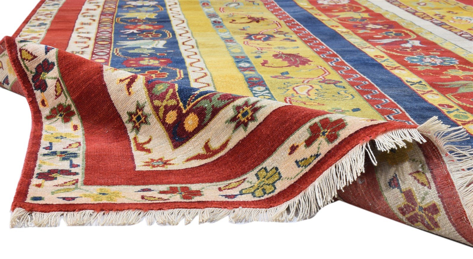 Multi Color Wool Rug 8' X 10' Persian Hand Knotted Turkish Striped Large Carpet 7860675969173
