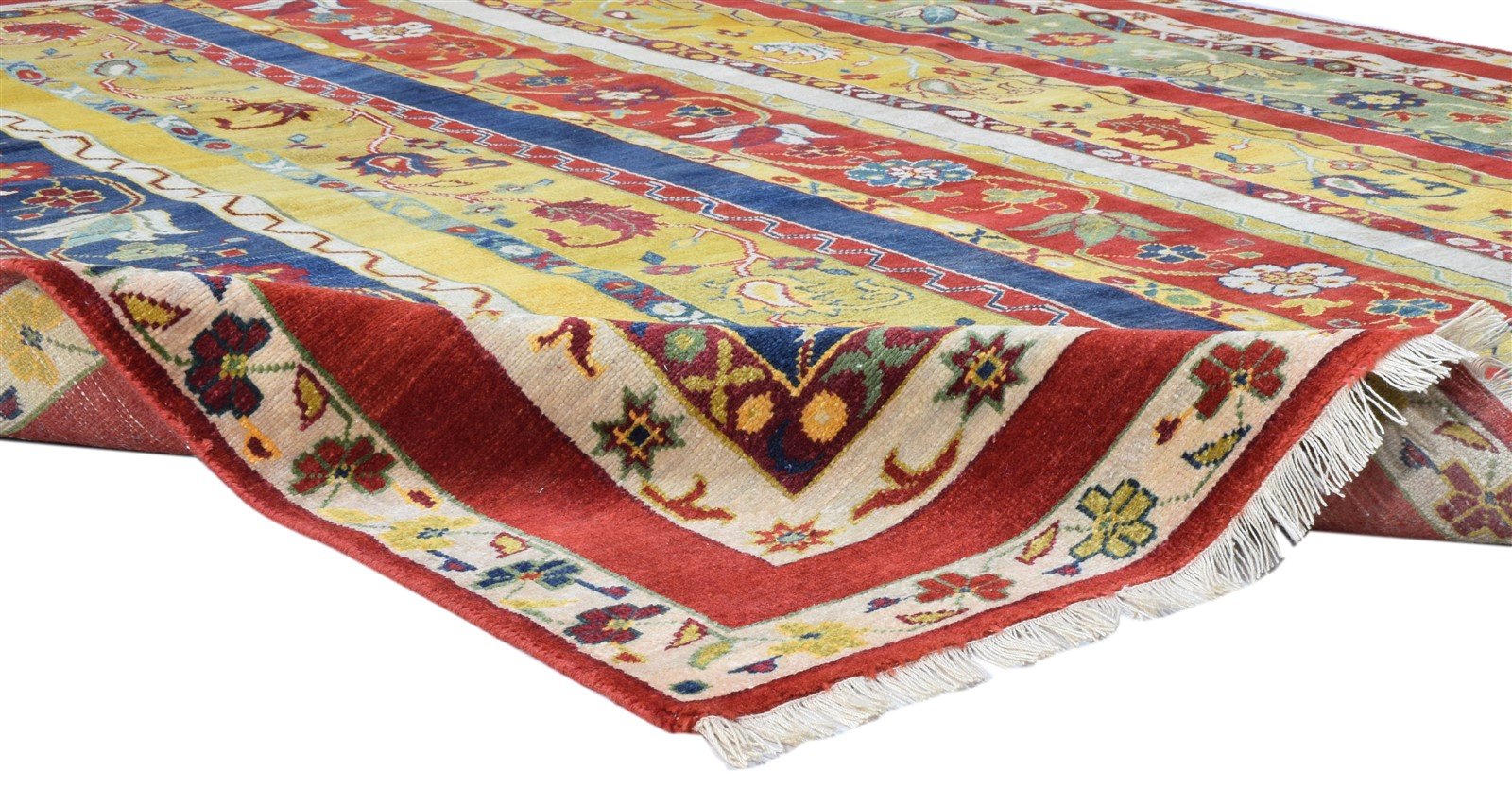 Multi Color Wool Rug 8' X 10' Persian Hand Knotted Turkish Striped Large Carpet 7860675969173