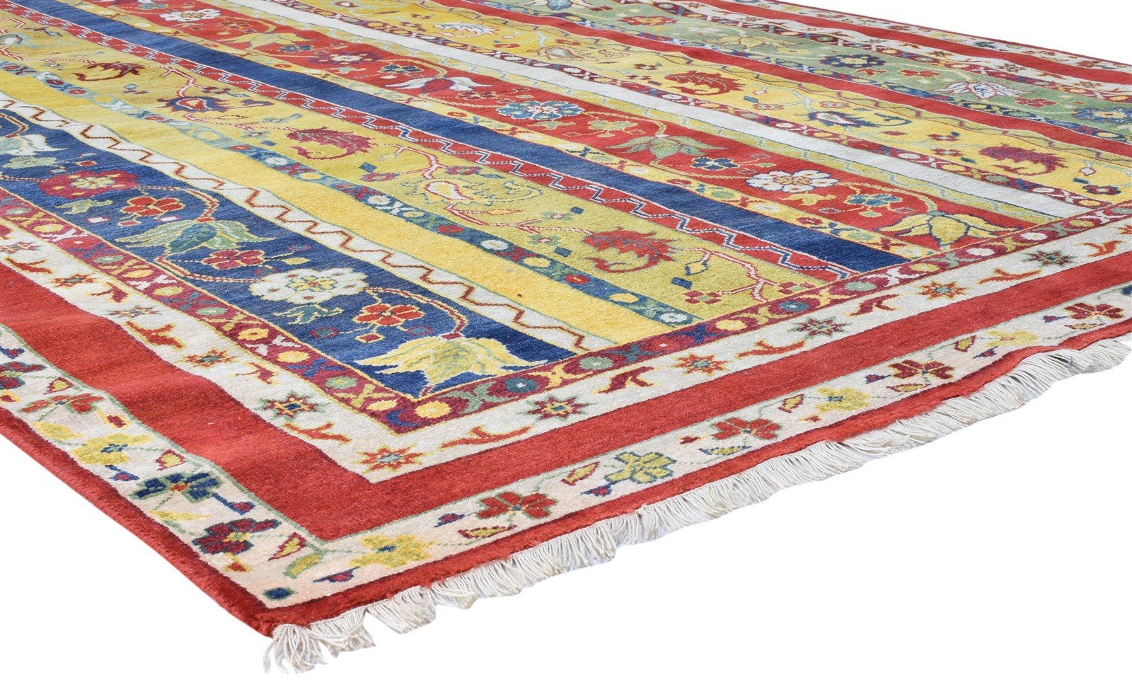 Multi Color Wool Rug 8' X 10' Persian Hand Knotted Turkish Striped Large Carpet 7860675969173
